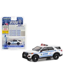 2020 Ford Police Interceptor Utility White "New York City Police Dept (NYPD)" with NYPD Squad Number Decal Sheet "Hot Pursuit - Hobby Exclusive" Series 1/64 Diecast Model Car by Greenlight