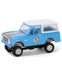 1971 Ford Bronco Custom #71 Blue with Orange Stripe and White Top (Las Vegas 2023) Barrett Jackson "Scottsdale Edition" Series 14 1/64 Diecast Model Car by Greenlight