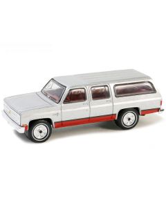 1981 Chevrolet Suburban Silver Metallic and Red "Vintage Ad Cars" Series 10 1/64 Diecast Model Car by Greenlight