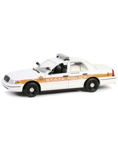 2009 Ford Crown Victoria Police Interceptor White with Yellow and Red Stripes "Illinois State Police" "Hot Pursuit" Series 10 1/24 Diecast Model Car by Greenlight