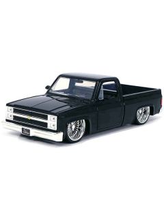 1985 Chevrolet C-10 Pickup Truck Black with Wire Wheels "Just Trucks" Series 1/24 Diecast Model Car by Jada