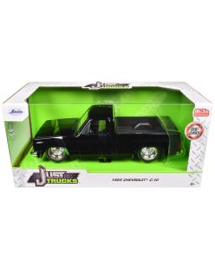 1985 Chevrolet C-10 Pickup Truck Black with Minilite Wheels "Just Trucks" Series 1/24 Diecast Model Car by Jada