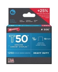 Arrow 50624 T50 Staples, 1,250 Pack (3/8 In.)