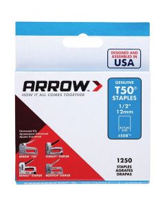 Arrow 50824 T50 Staples, 1,250 Pack (1/2 In.)