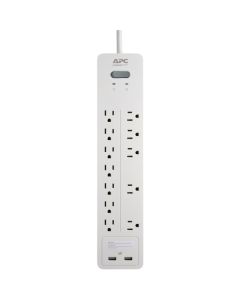 APC PH12U2W Home Office SurgeArrest Power Strip with 2 USB Charging Ports (12 Output)