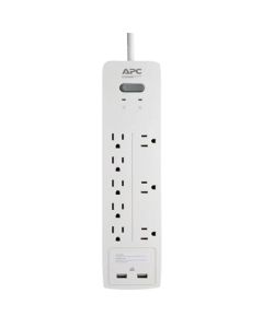 APC PH8U2W Home Office SurgeArrest Power Strip with 2 USB Charging Ports (8 Output)