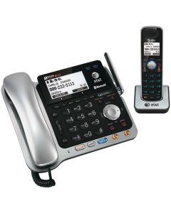 AT&T TL86109 DECT 6.0 2-Line 2-Handset Connect to Cell Corded Cordless Bluetooth Phone System with Digital Answering System and Caller ID, Silver and Black