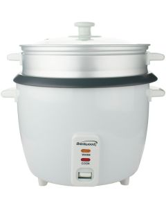 Brentwood TS-380S 10-Cups Cooked/20-Cups Uncooked Electric Rice Cooker with Steamer, White