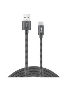 XYST XYS-TC10204B Charge and Sync USB to USB-C Braided Cable, 10 Ft. (Black)