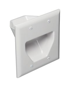 DataComm Electronics 45-0002-WH 2-Gang Recessed Low-Voltage Cable Plate, White