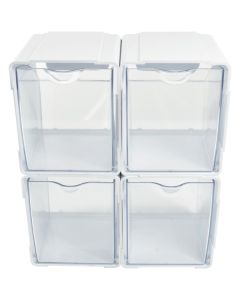 Deflecto 421103CR Tilt Bin Interlocking Storage Organizer, 4 pk