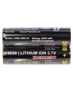 Ultralast UL1865-34-2P 3,400 mAh 18650 Retail Blister-Carded Batteries (2 Pack)