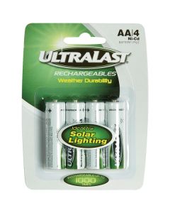 Ultralast ULN4AASL ULN4AASL AA Rechargeable NiCd Batteries for Solar Lights, 4 pk