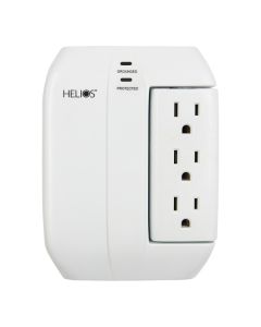 Helios AS-HP-5R 5-Outlet Wall Tap Surge Protector with 2 USB Charging Ports