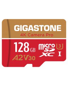 Gigastone GS-2IN1-4KA2V30-128GB-R A2 V30 4K Camera Pro microSD Card, 128 GB