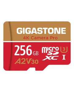 Gigastone GS-2IN1-4KA2V30-256GB-R A2 V30 4K Camera Pro microSD Card, 256 GB