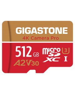 Gigastone GS-2IN1-4KA2V30-512GB-R A2 V30 4K Camera Pro microSD Card, 512 GB