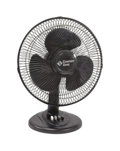 Comfort Zone CZ121BK 12" Oscillating Table Fan (Black)