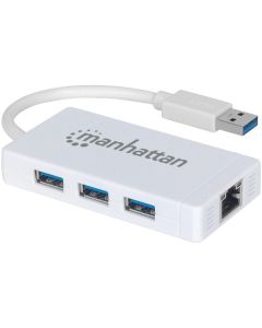 Manhattan 507578 3-Port USB 3.0 Hub with Gigabit Ethernet Adapter