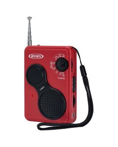 JENSEN JEP-100 Portable Digital AM/FM Weather Radio with Flashlight, Red, JEP-100