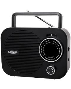 JENSEN MR-550-BK Portable AM/FM Radio with Telescoping Antenna, Black, MR-550