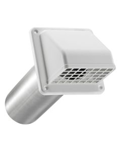 Lambro 224W 4-In. White Plastic Preferred Hood Vent with Tail Pipe and Removable Screen