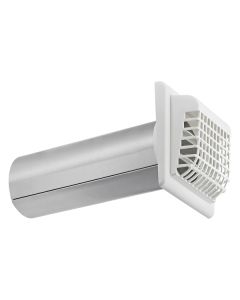 Lambro 267WG 4-In. White Plastic Louvered Vent with Tail Piece and Bird/Rodent Guard