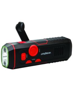 Life+Gear LG38-60675-RED 120-Lumen Stormproof USB Crank Flashlight & Radio