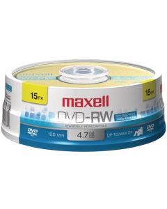 Maxell 635117 DVD-RW 2x 4.7-GB/2-Hour Single-Sided Discs, 15 Count on Spindle