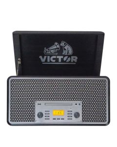 Victor VWRP-5000-GR Monument Dual-Bluetooth Belt-Drive 8-in-1 Music Center with Turntable, CD, and Cassette Player, VWRP-5000-GR