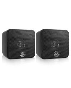 Pyle PCB4BK 200-Watt 4-In. Mini-Cube Bookshelf Speaker Set, Black, 2 Count