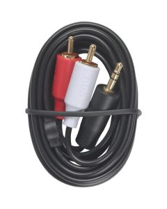 RCA AH205R 3.5-mm Male to 2 RCA-Male Stereo Audio Y-Adapter Cable, 3 Ft.