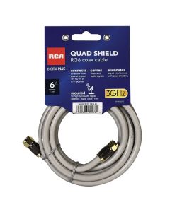 RCA DH6QCE RG6 Quad-Shield Coax Cable, 6 Ft.