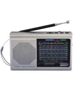 Supersonic SC-1080BT- SLV 9-Band Rechargeable Radio with Bluetooth and USB/microSD Card Input, SC-1080BT (Silver)