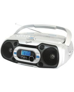 Supersonic SC-729BT Bluetooth CD/Cassette/Radio Portable Audio System, White, SC-729BT