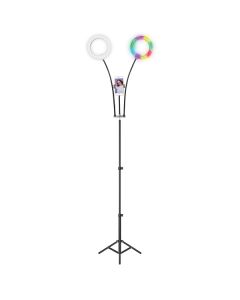 Supersonic SC-2710SR PRO Live Stream Double 8-Inch LED Selfie RGB Ring Light with Tripod Stand