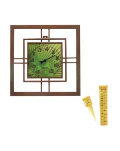 Taylor Precision Products 5253912 Metal and Glass Bamboo Thermometer and Rain Gauge Bundle