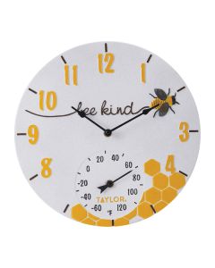 Taylor Precision Products 5280579 14-In. Bee Kind Poly Resin Clock with Thermometer