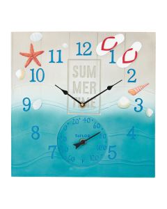 Taylor Precision Products 5293763 14-In. x 14-In. Summertime Poly Resin Clock and Thermometer