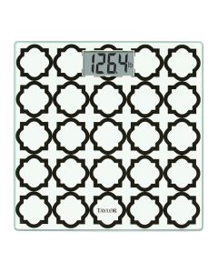 Taylor Precision Products 755841932BWL Digital Glass Bathroom Scale with Black/White Lattice, 400-Lb. Capacity