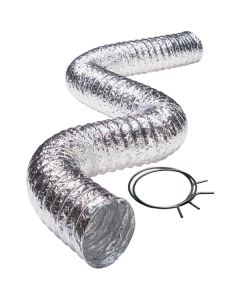 Deflecto FLXC0405 3-Ply 4-In. Class 1 Flexible Aluminum Duct with Spring Clamps (5 Ft.)