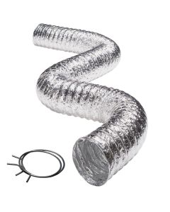 Deflecto FLXC0408 3-Ply 4-In. Class 1 Flexible Aluminum Duct with Spring Clamps (8 Ft.)