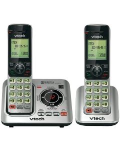 VTech VTCS6629-2 DECT 6.0 Corded Cordless Expandable Phone Combo with Caller ID, Call Waiting, and Answering System, Silver and Black (2-Handset System)