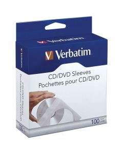 Verbatim 49976 CD/DVD Paper Sleeves with Clear Window, 100 pk