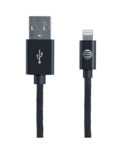 AT&T SC03B-LGT Charge & Sync Braided USB to Lightning Cable, 4ft (Black)