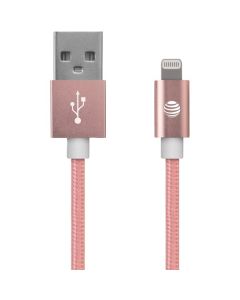 AT&T SC03B-LGT-ROS Charge & Sync Braided USB to Lightning Cable, 4ft (Pink)