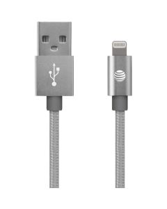 AT&T SC03B-LGT-SLV Charge & Sync Braided USB to Lightning Cable, 4ft (Silver)